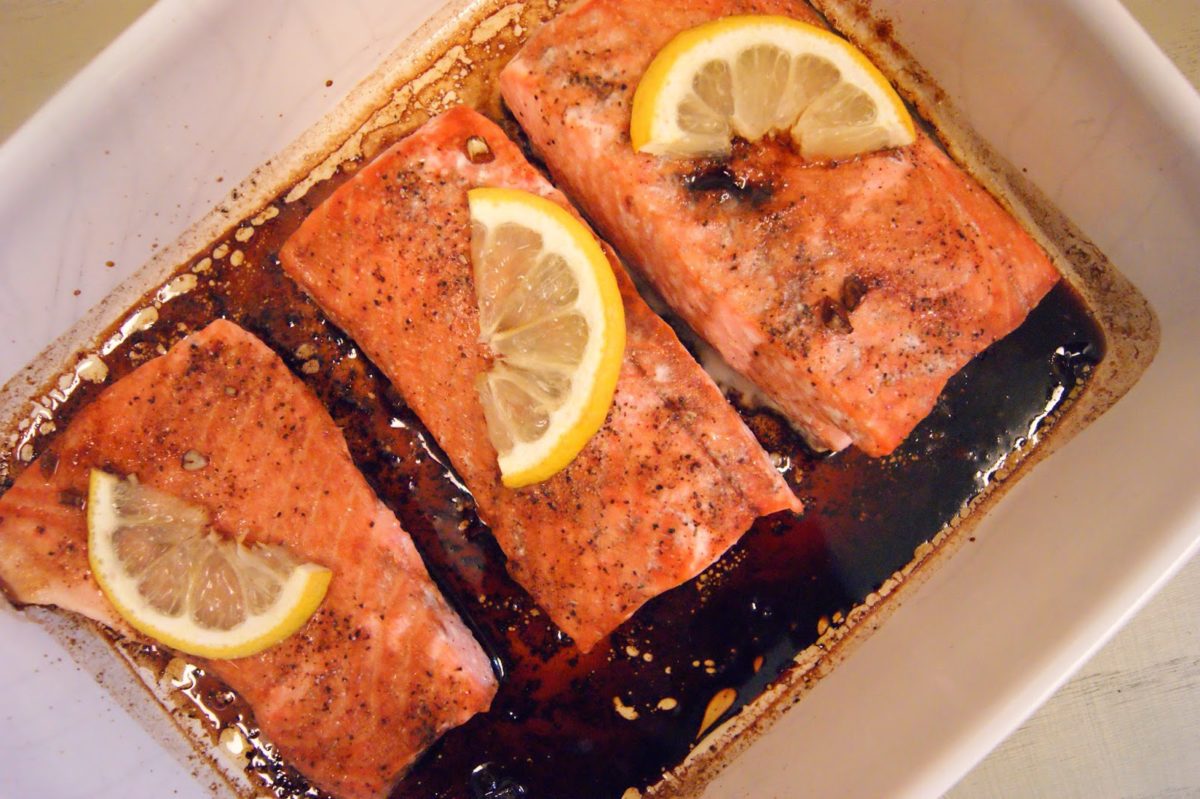 Honey balsamic glazed salmon goes great with a leafy green salad or something starchy like rice or potatoes.