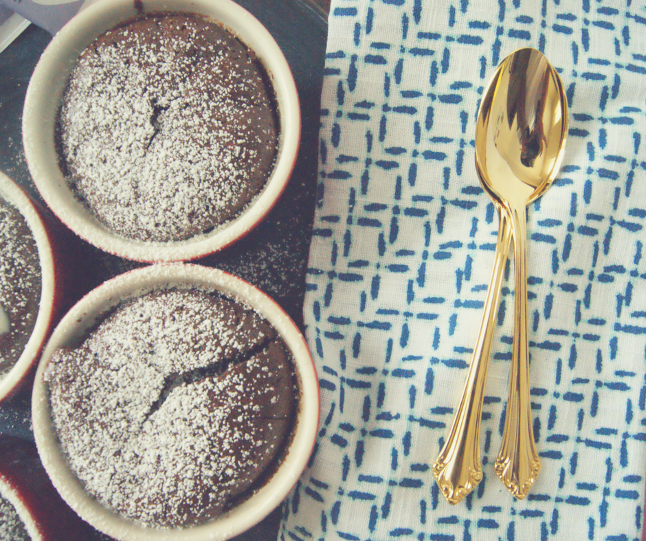 Chocolate souffle with powdered sugar on top is top notch.