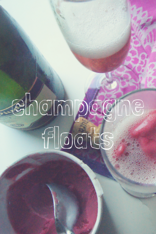 Champagne floats with raspberry sorbet.