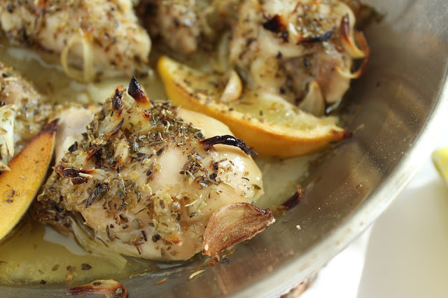 Lemon and shallot roasted chicken with Springer Mountain Farms. An easy meal ready in less than an hour.