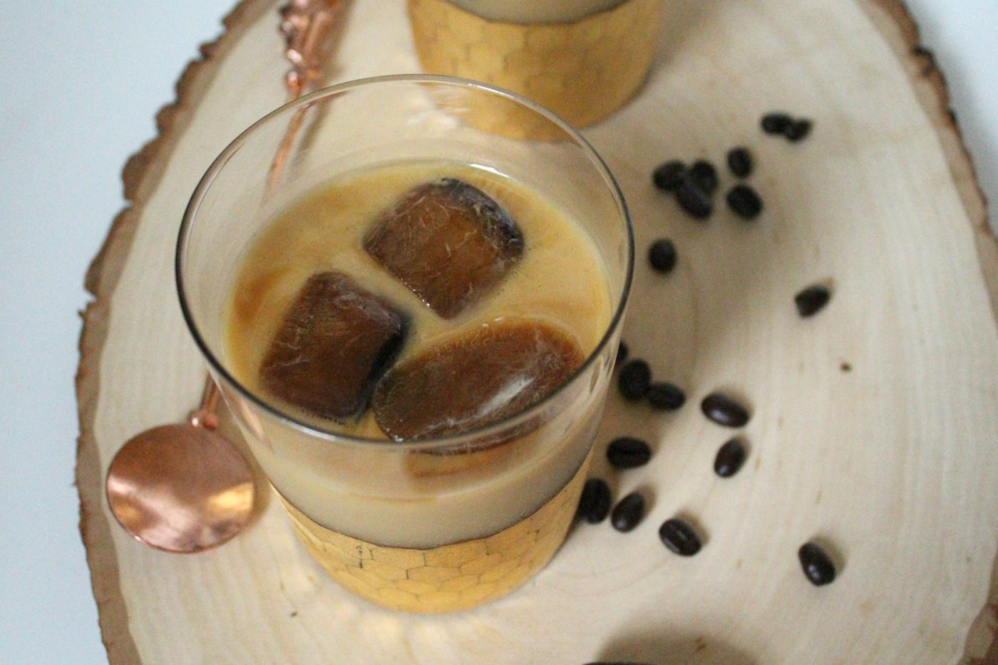 You must add coffee ice cubes to your iced latte increases the flavor.