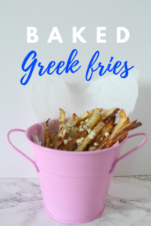 Greek fries are my new favorite way to enjoy french fries. Served warm with olive oil, feta cheese and herbs and spices. It's the best.