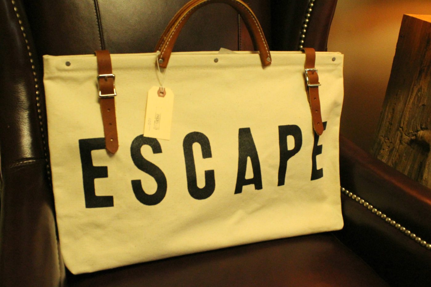 This "escape" travel bag is perfect for weekend getaways.