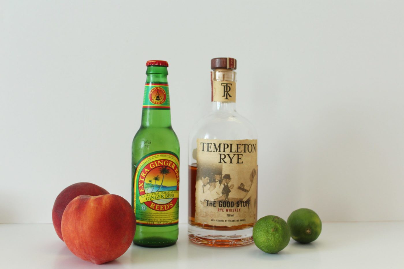 Recreating this refreshing beverage is really easy. All you'll need is whiskey, your favorite ginger beer, lime and of course fresh peaches.
