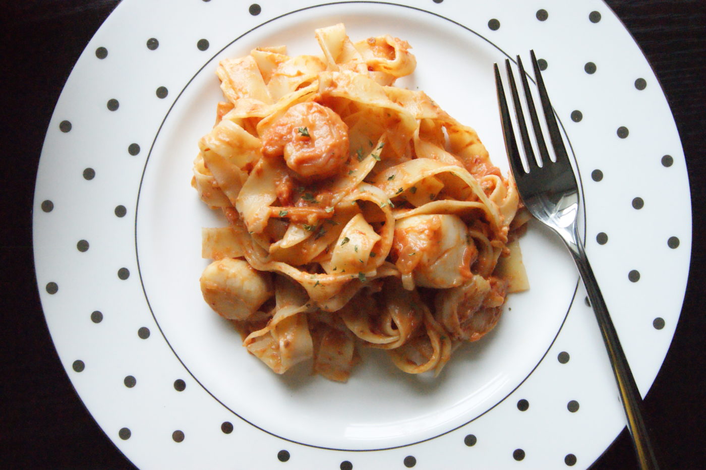 A seafood parpadelle pasta is not only easy to put together, it's elegant too. 