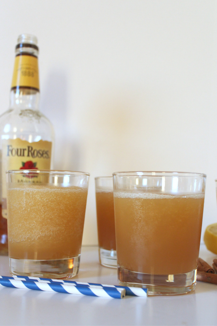 Boozy slushies made with bourbon and apple cider are the perfect way to celebrate the beginning of Autumn. They're easy to make and delicious to drink at any time.