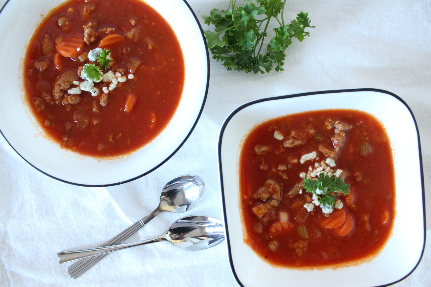 Top your buffalo chicken chili with blue cheese crumbles for a little added buffalo chicken flavor. 