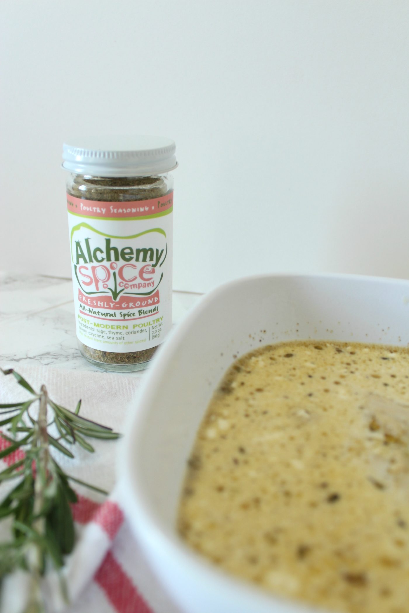 Alchemy Spic Company is a Tennessee based spice company that features lots of spice goodness. The poultry seasoning is great in soup and poultry, of course.