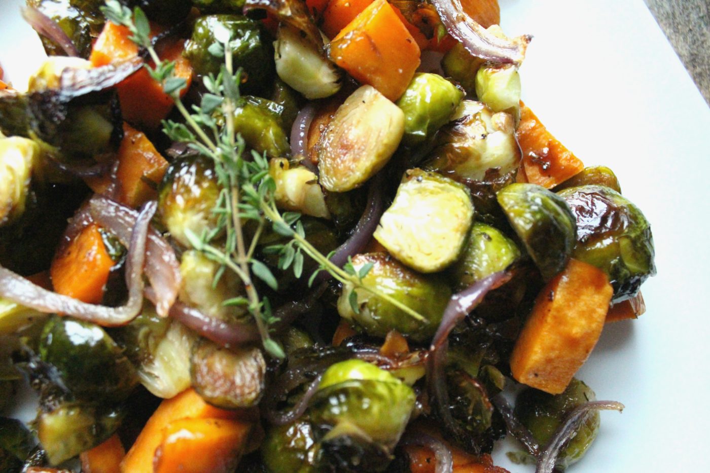 Roasted vegetables are one of the best ways to enjoy vegetables. Roasting them with a maple balsamic glaze is even better.